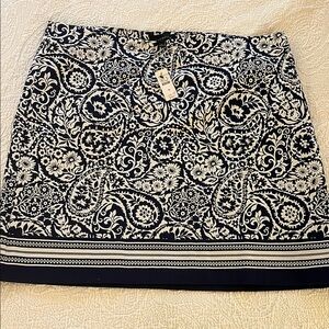 Talbots Blue and White Embellished Pencil Mini Skirt